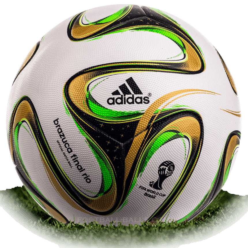 Official match ball 'Brazuca final Rio' lies on the table during a news  conference one day before the World Cup final soccer match between Germany  and Argentina in Maracana stadium in Rio